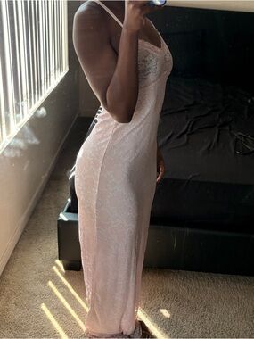 Charlotte Russe Pink Lace Slip Dress
